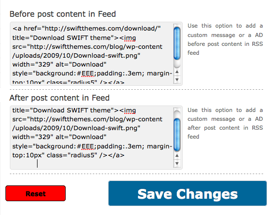 Adding ads to rss feeds in SWIFT