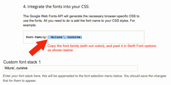 add the font to Swift Font options