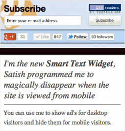 RSS Subscribe widget and the new smart text widget