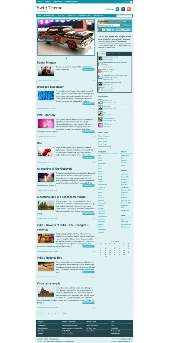 Blog layout with MonochromeBlue color scheme