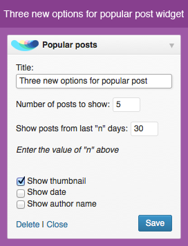 New options for popular and random posts widgets