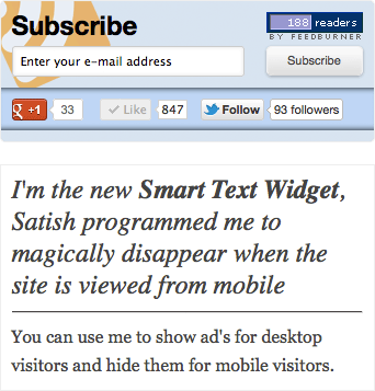 RSS Subscribe widget and the new smart text widget